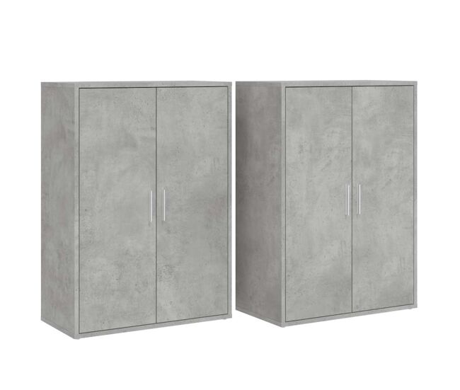 Vidaxl aparadores 2 uds madera de ingeniería gris hormigón 60x31x84 cm