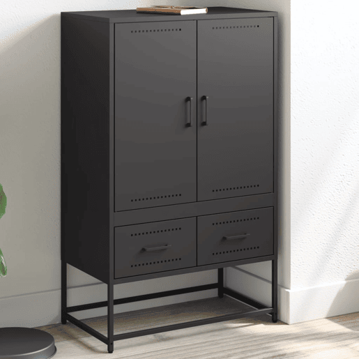vidaXL Móvel alto 68x39x111,5 cm aço preto vidaXL Móvel alto 68x39x111,5 cm aço preto