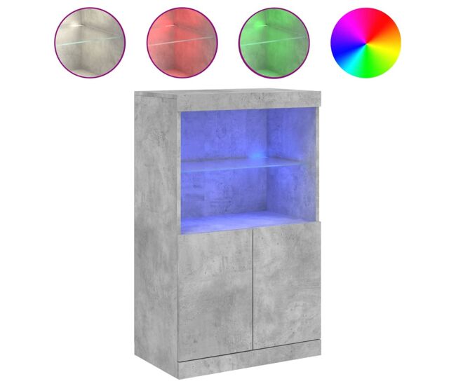 Vidaxl aparador con luces led gris hormigón 60,5x37x100 cm