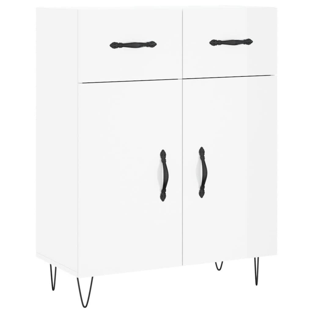 Vidaxl aparador de madera contrachapada blanco brillante 69,5x34x90 cm