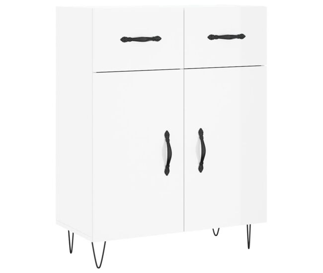 Vidaxl aparador de madera contrachapada blanco brillante 69,5x34x90 cm