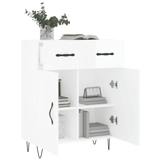 vidaXL Aparador 69,5x34x90 cm madeira processada branco brilhante vidaXL Aparador 69,5x34x90 cm madeira processada branco brilhante
