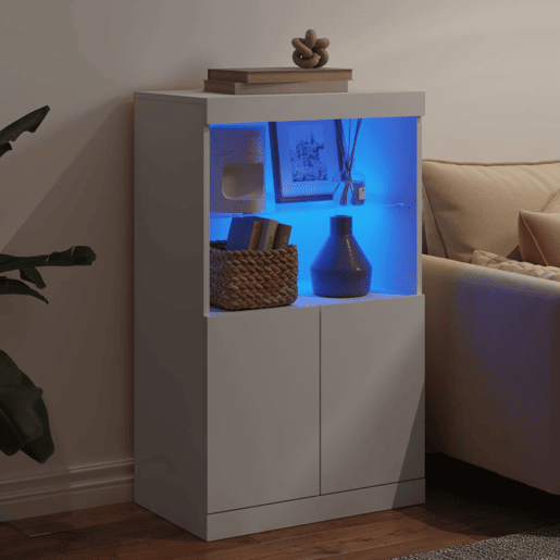 vidaXL Aparador com luzes LED 60,5x37x100 cm branco