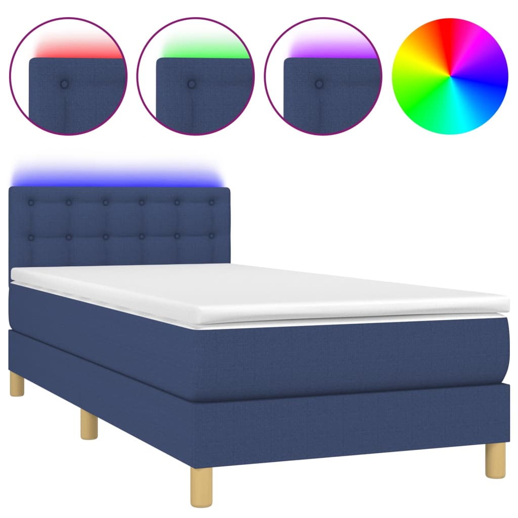 Cama box spring 90x200 Azul