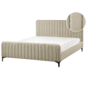 Cama Bouclé LUNAN 160 x 200 cm Creme