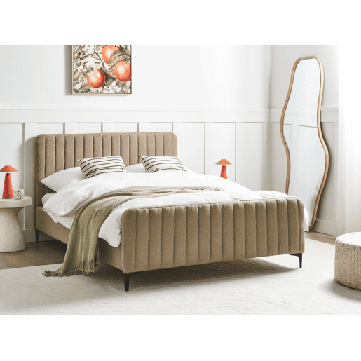 Cama Bouclé LUNAN 140 x 200 cm Taupe Cama Bouclé LUNAN 140 x 200 cm Taupe