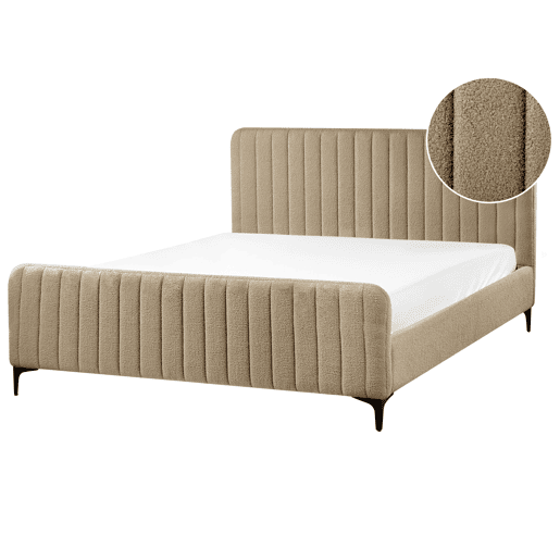 Cama Bouclé LUNAN 160 x 200 cm Taupe Cama Bouclé LUNAN 160 x 200 cm Taupe