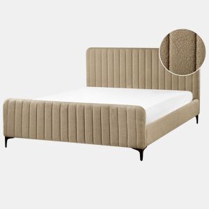 Cama Bouclé LUNAN 160 x 200 cm Taupe