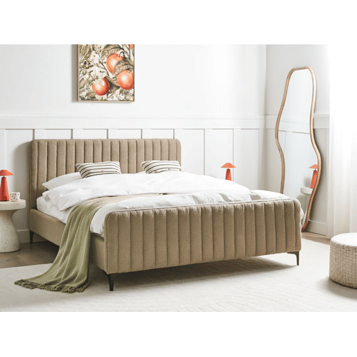 Cama Bouclé LUNAN 160 x 200 cm Taupe Cama Bouclé LUNAN 160 x 200 cm Taupe