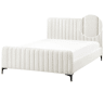 Cama Bouclé LUNAN 140 x 200 cm Branco creme