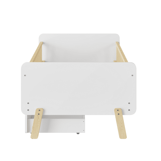 Cama de criança 90x190cm com 2 gavetas - cama individual de madeira maciça com estrado de molas - Branco