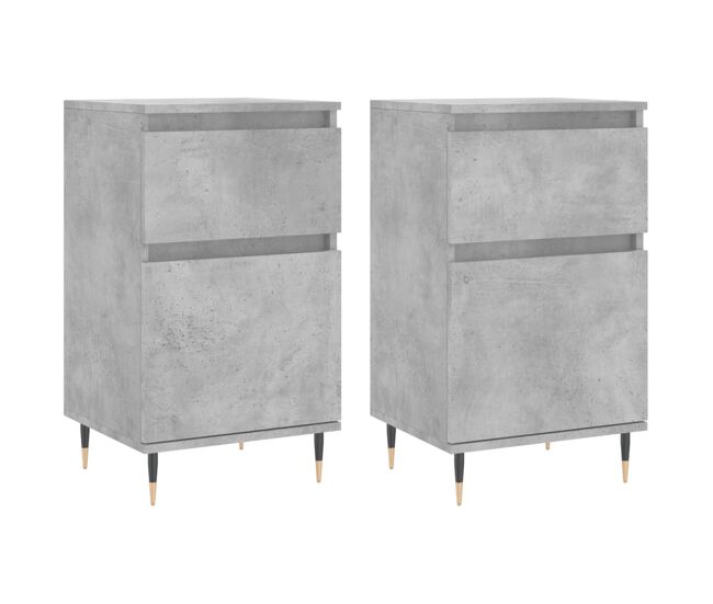 Vidaxl aparadores 2 uds madera de ingeniería gris hormigón 40x35x70 cm