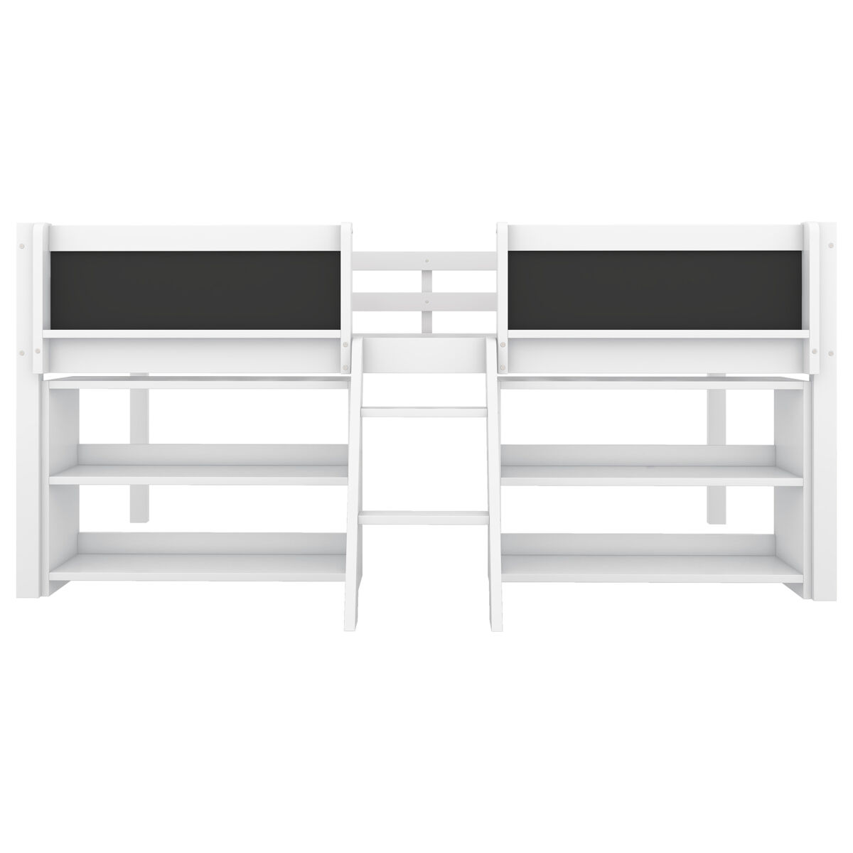 Cama infantil 90x200cm en madera maciza - varios estantes - blanco (colchón no incluido)