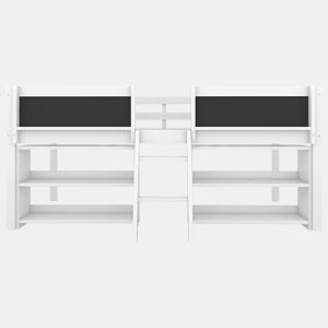 Cama de criança 90x200cm em madeira maciça - várias prateleiras - Branco (colchão não incluído)