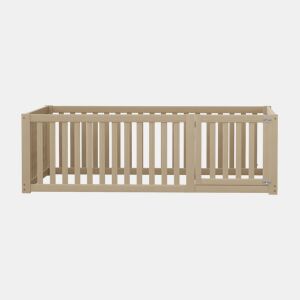 Cama infantil 140x200cm de madera maciza con barrera de seguridad - Natural