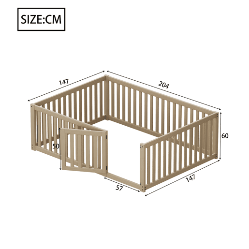 Cama infantil 140x200cm de madera maciza con barrera de seguridad - Natural