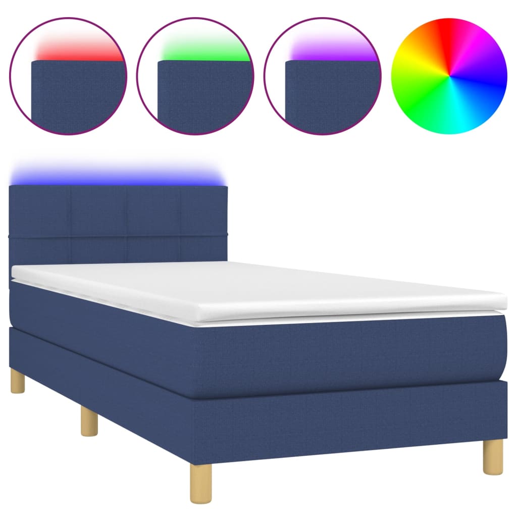 Cama box spring 90x200 Azul