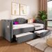 Cama individual de lino con 2 cajónes 99x205 Cama individual de lino con 2 cajónes 99x205 Gris