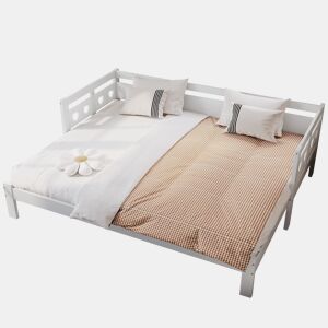 Sofá cama de madeira de pinho 90x190cm,branco