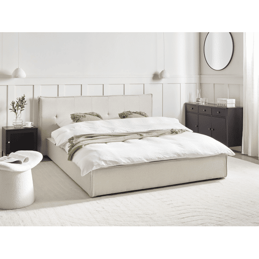Beliani Cama Linho sintético LESTRE Beliani Cama Linho sintético LESTRE