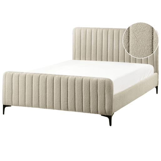 Cama Bouclé LUNAN 140 x 200 cm Creme