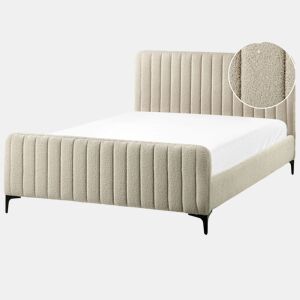 Cama Bouclé LUNAN 140 x 200 cm Creme