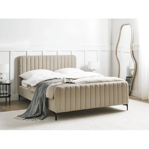 Cama Bouclé LUNAN 140 x 200 cm Creme