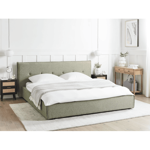 Beliani Cama Linho sintético LESTRE Beliani Cama Linho sintético LESTRE
