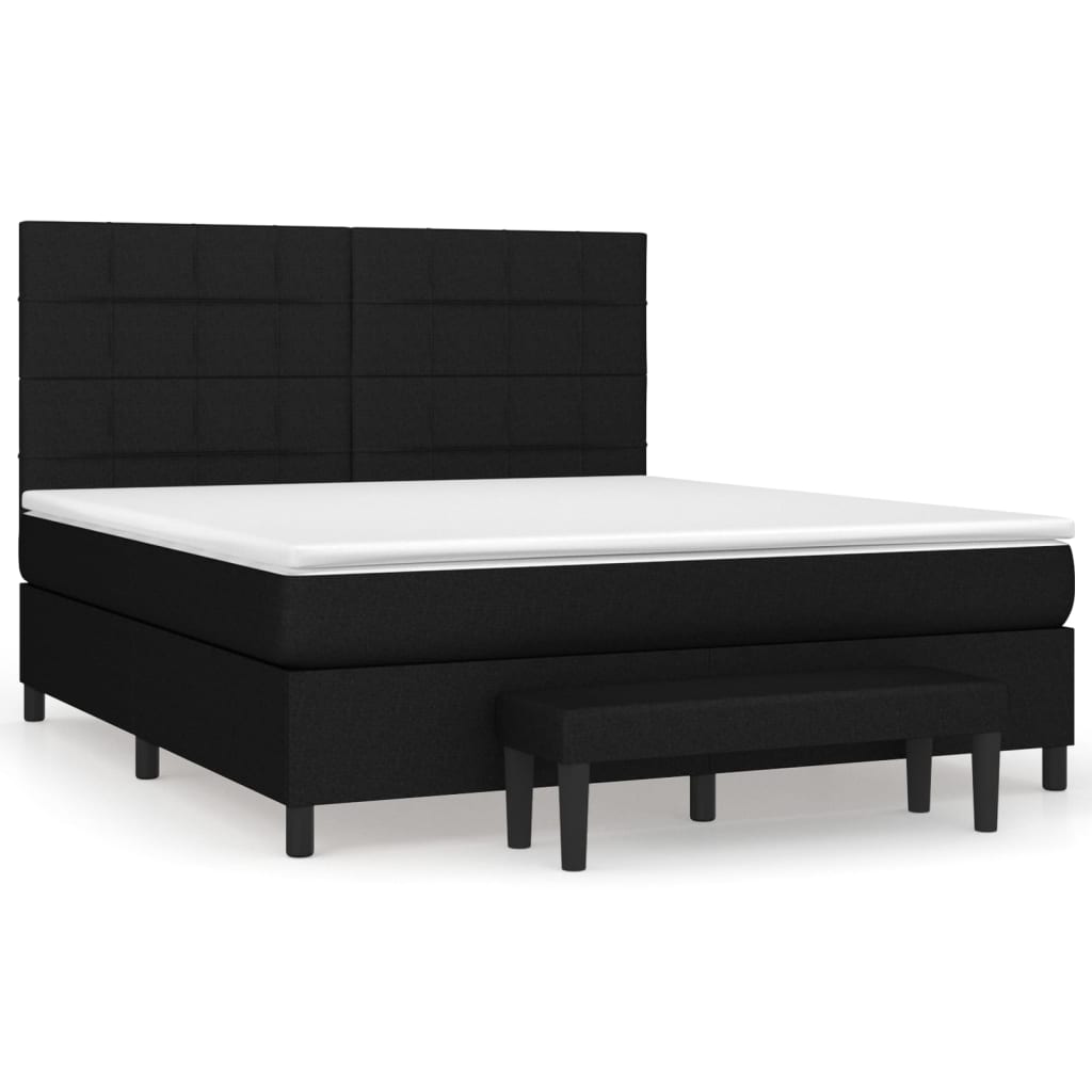 cama box spring con colchon tela negro 180x200 cm bloques con cuadros