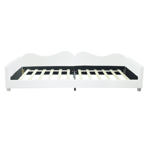 Sofá-cama 90x200 cm em tecido felpudo francês - com estrado de molas - Branco