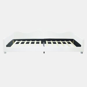 Sofá-cama 90x200 cm em tecido felpudo francês - com estrado de molas - Branco