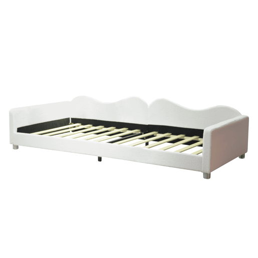 Sofá-cama 90x200 cm em tecido felpudo francês - com estrado de molas - Branco