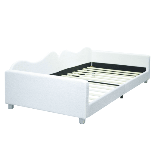 Sofá-cama 90x200 cm em tecido felpudo francês - com estrado de molas - Branco