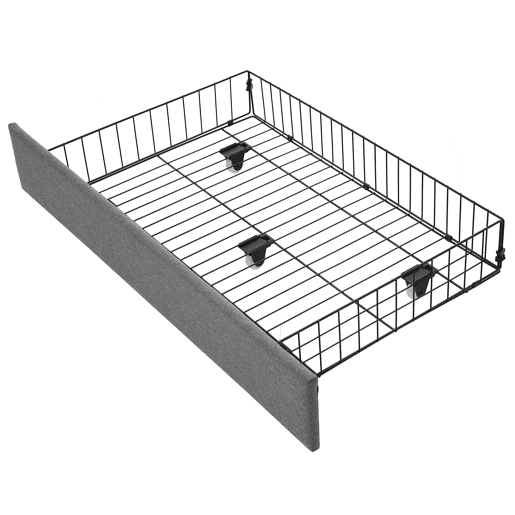 Cama de solteiro de linho 90x200cm com 2 gavetas,cinzento