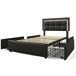 Cama individual de poliuretano con 4 cajónes Cama individual de poliuretano con 4 cajónes Negro