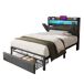 Cama individual de lino con 1 cajón Cama individual de lino con 1 cajón Gris