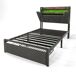 Cama individual de lino con 1 cajón Cama individual de lino con 1 cajón Gris