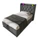 Cama individual de lino con almacenaje Cama individual de lino con almacenaje Gris