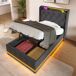 Cama individual de lino con almacenaje Cama individual de lino con almacenaje Gris