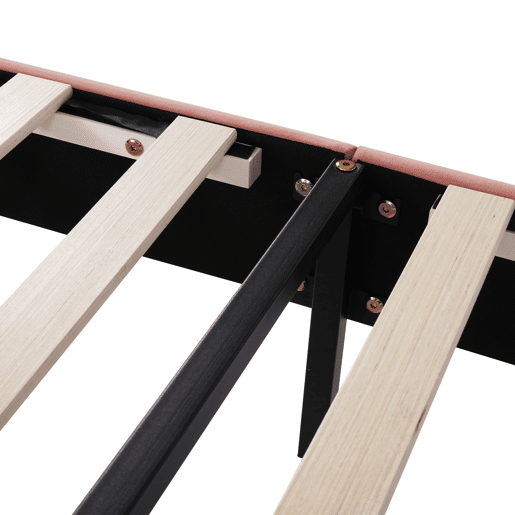 Cama de veludo para criança - 90x200 cm - com cabeceira colorida ajustável - Rosa