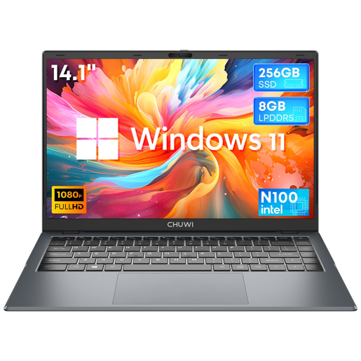 Laptop CHUWI GemiBook XPro - Processador Intel N100 Ecrã de 14.1 8GB+256GB Windows 11 Bateria de 5000mAh - Cinza