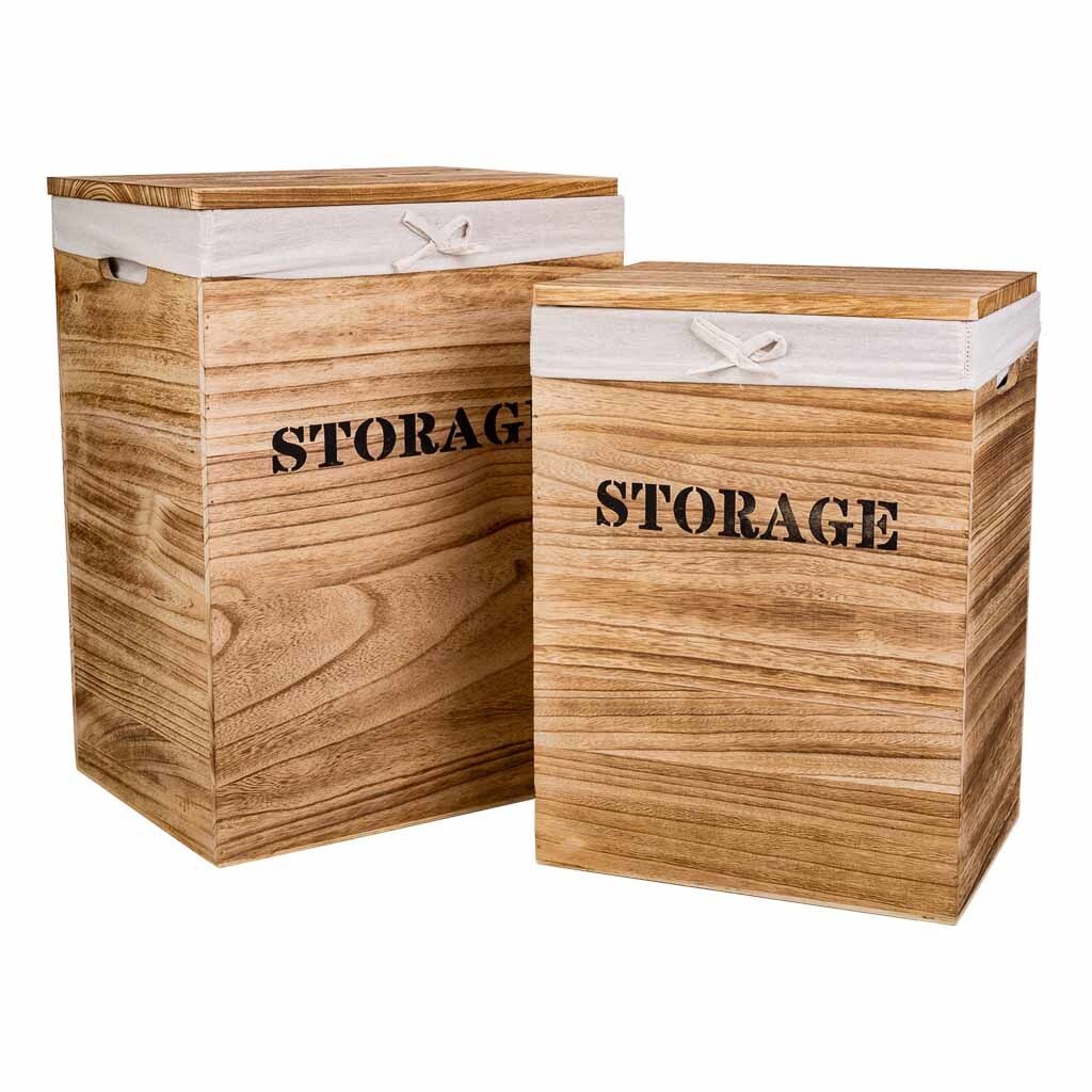 Cestos ropa de madera set 2 pzas