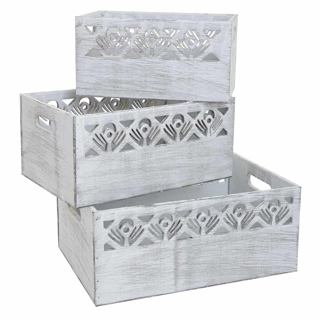 Cestos set 3 pzasde madera blanco 35x25x15h-30x20x14h-25x15x13