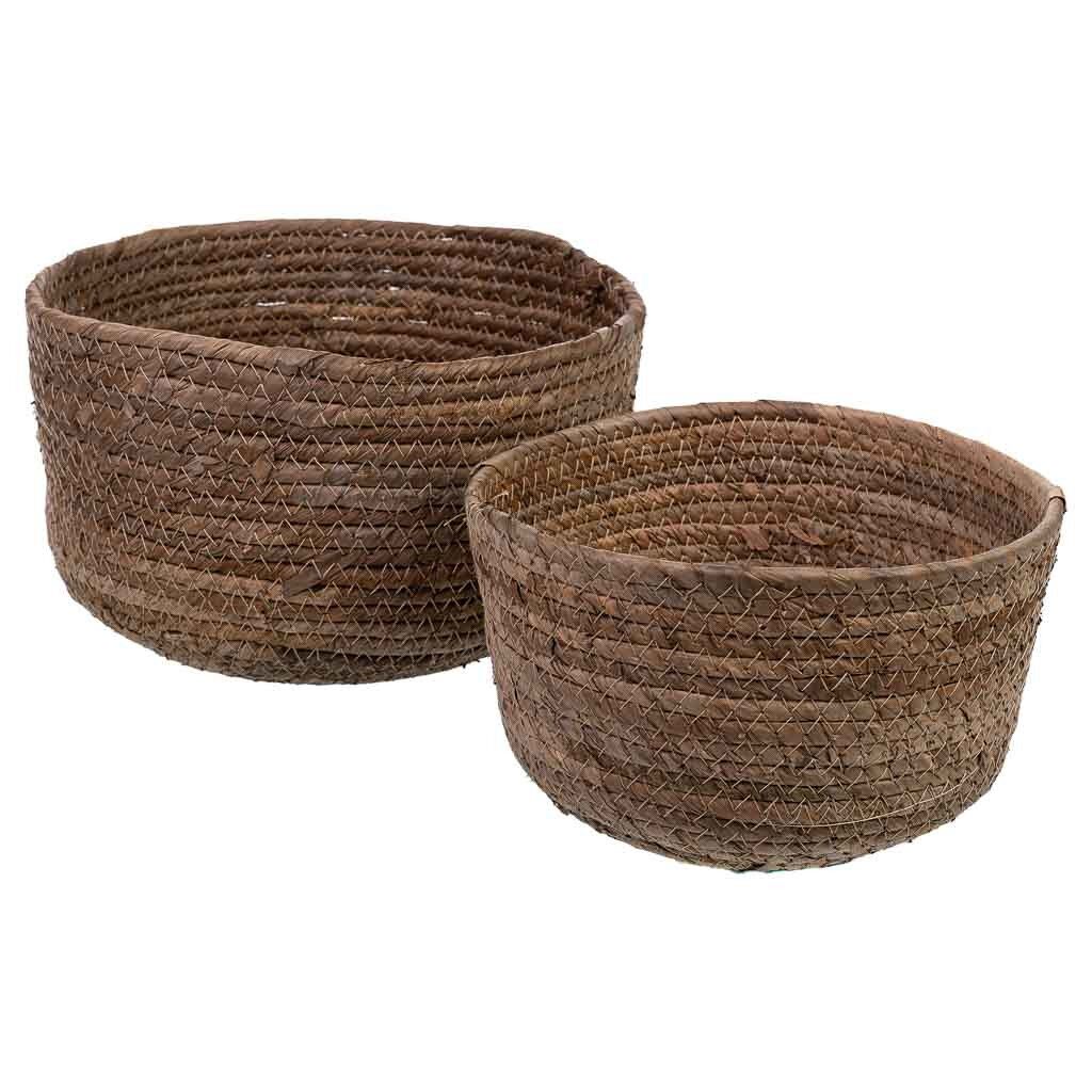 Cestos set 2pzas de fibra de hoja de banana d25x16h-d21x13