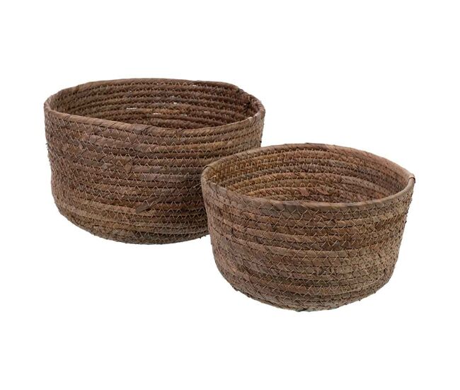 Cestos set 2pzas de fibra de hoja de banana d25x16h-d21x13