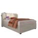 Cama individual de lino con almacenaje Cama individual de lino con almacenaje Beige