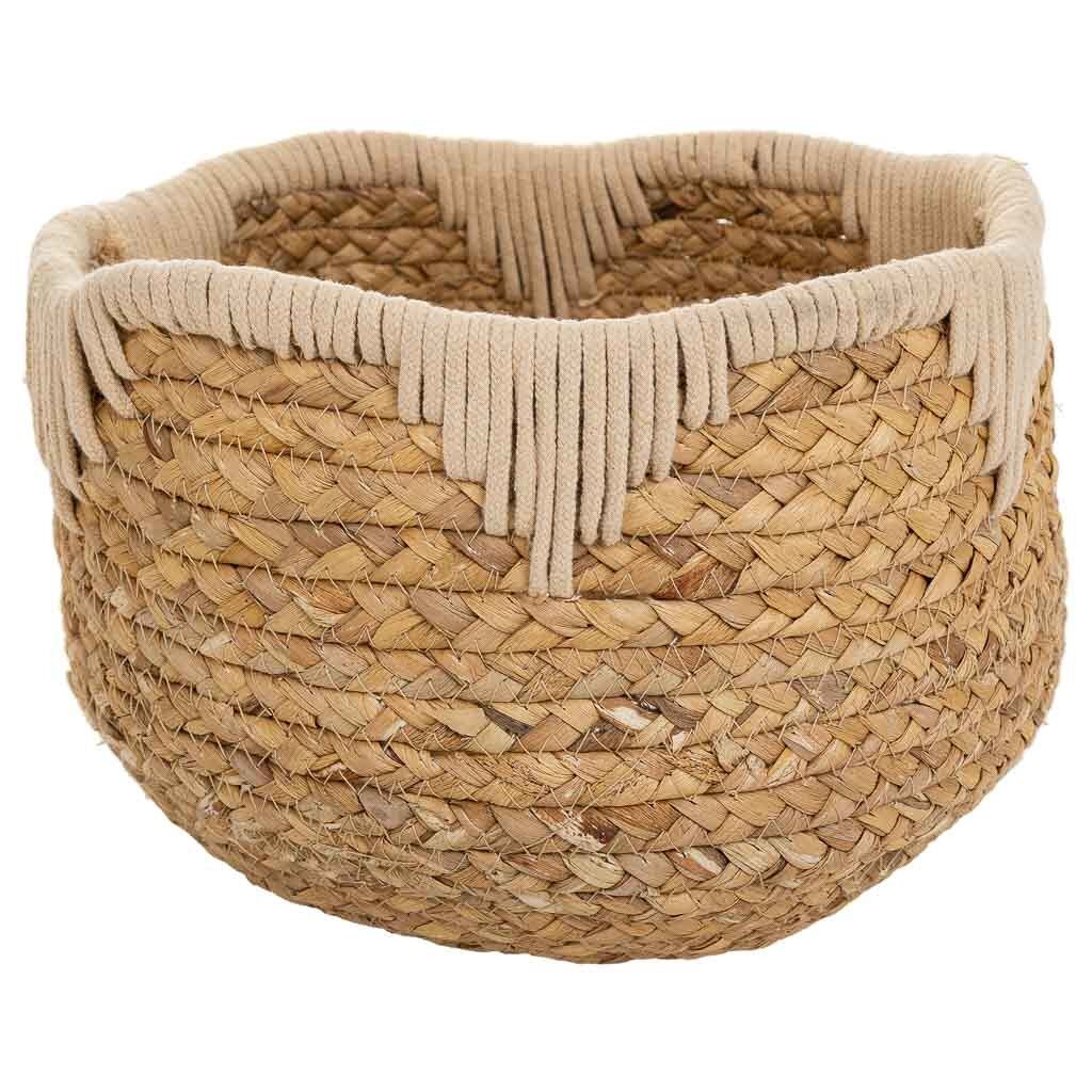 Cesto de fibra natural y algodón blanco d27x20