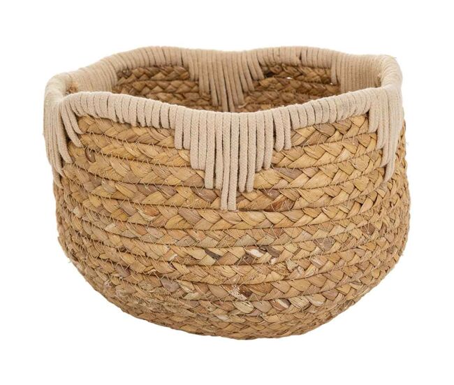 Cesto de fibra natural y algodón blanco d27x20