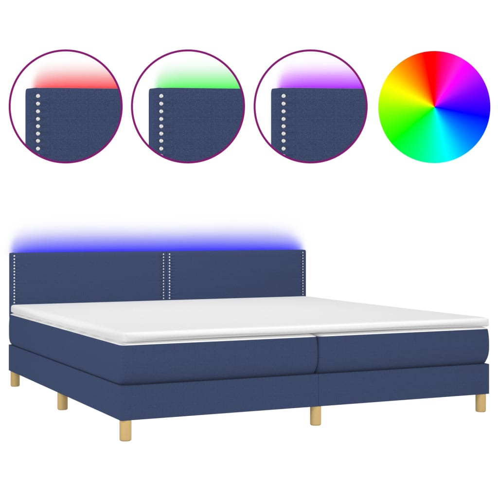 Cama box spring 200x200 Azul