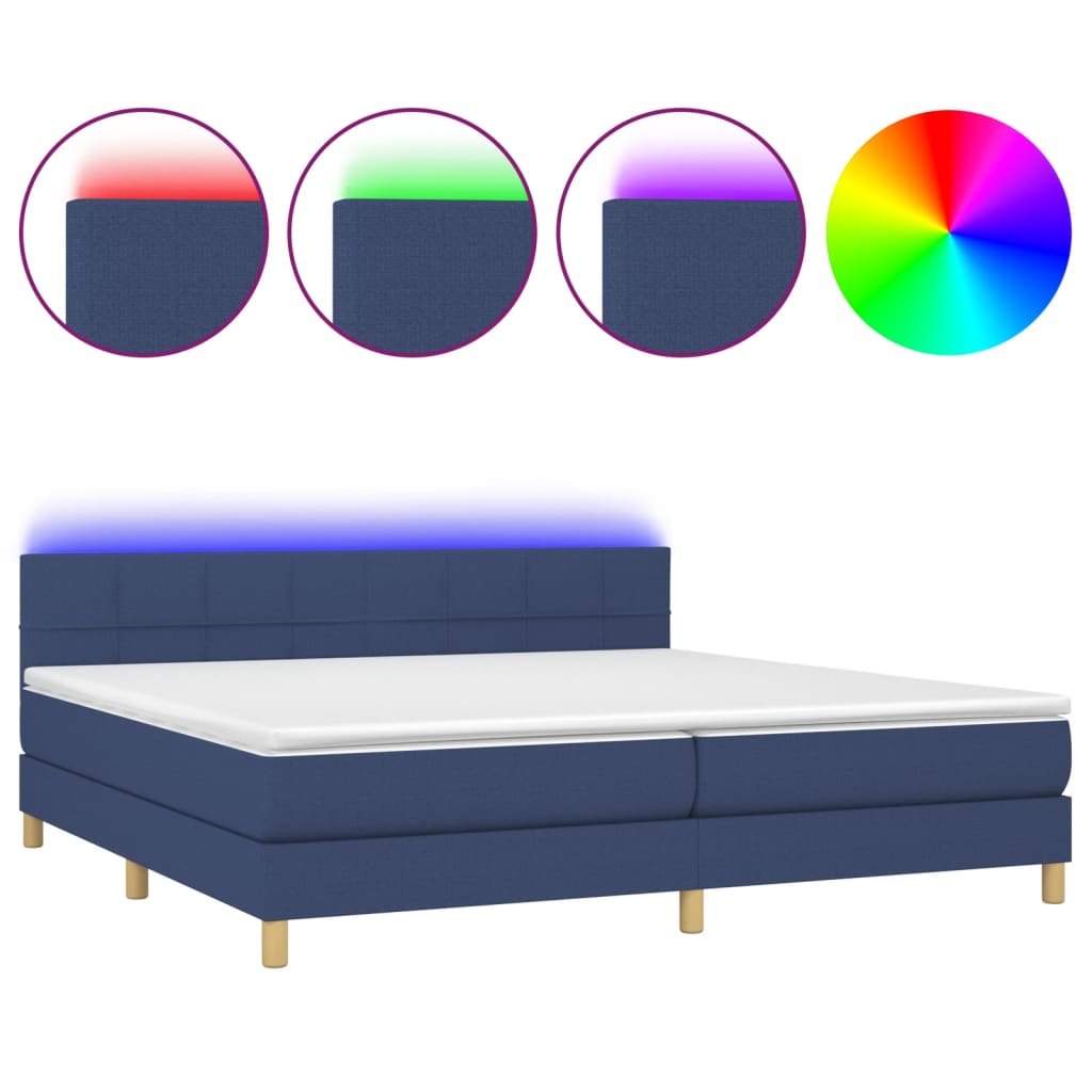 Cama box spring 200x200 Azul